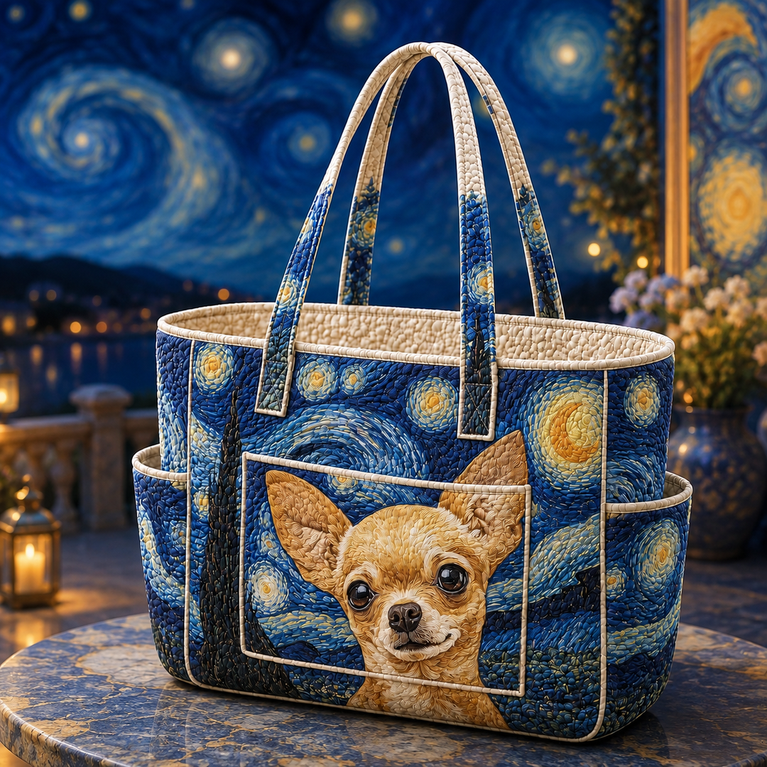 Inès – sac cabas matelassé au chihuahua rêveur