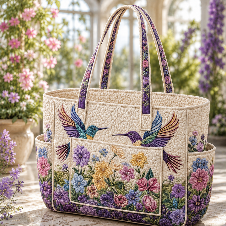 Maëlle – sac cabas matelassé au colibri élégant