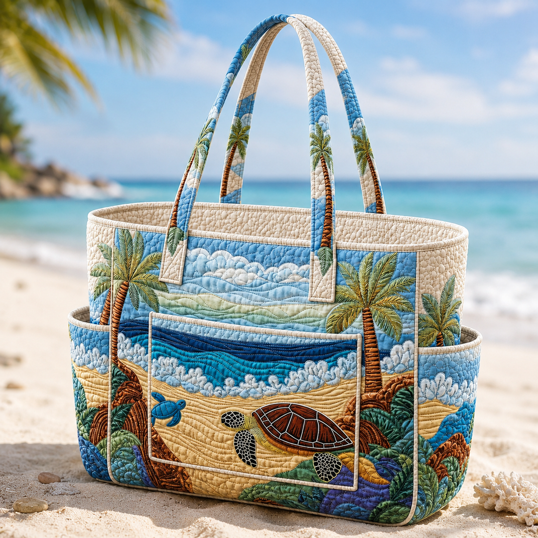 Delphine – sac cabas matelassé à la tortue de mer