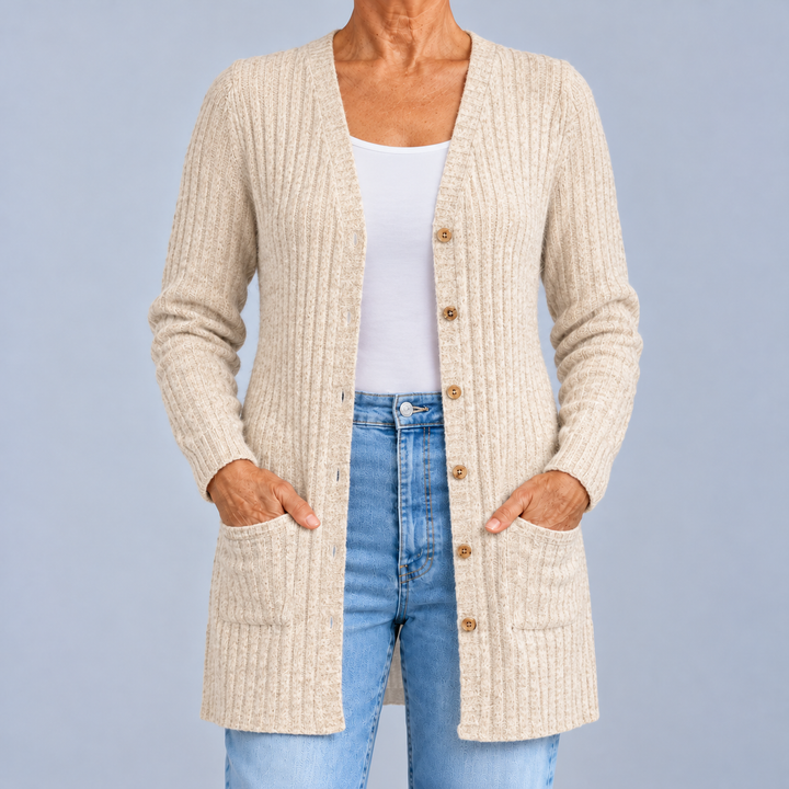 Paola | Cardigan côtelé à col V