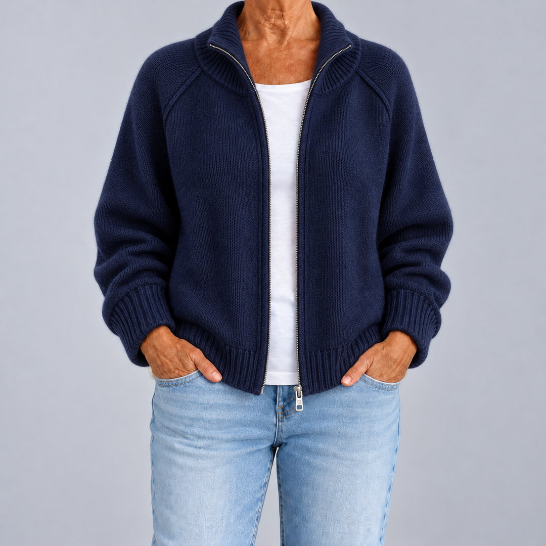 Dafne | Cardigan zippé à col montant