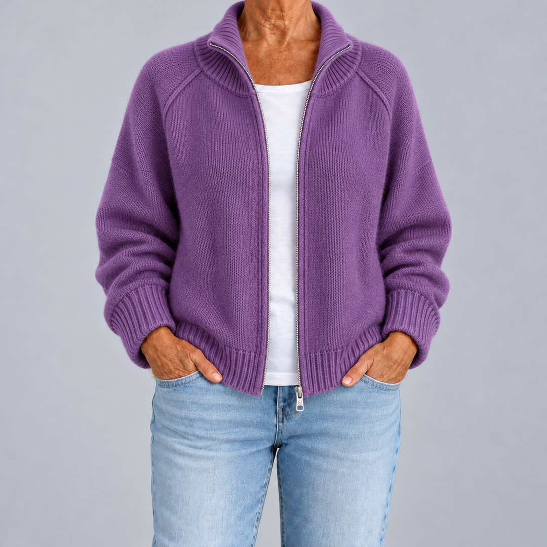 Dafne | Cardigan zippé à col montant