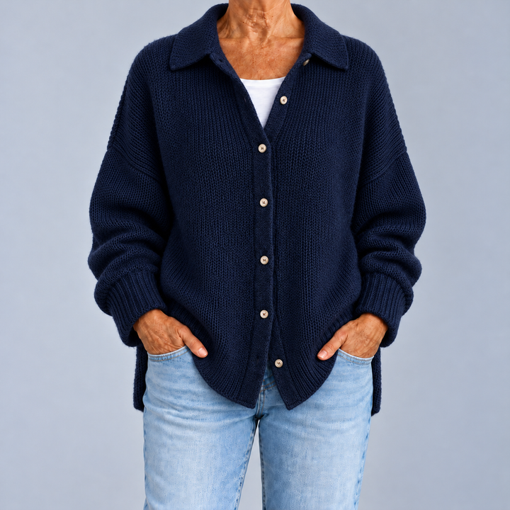 Laura | Cardigan ample à col chemise