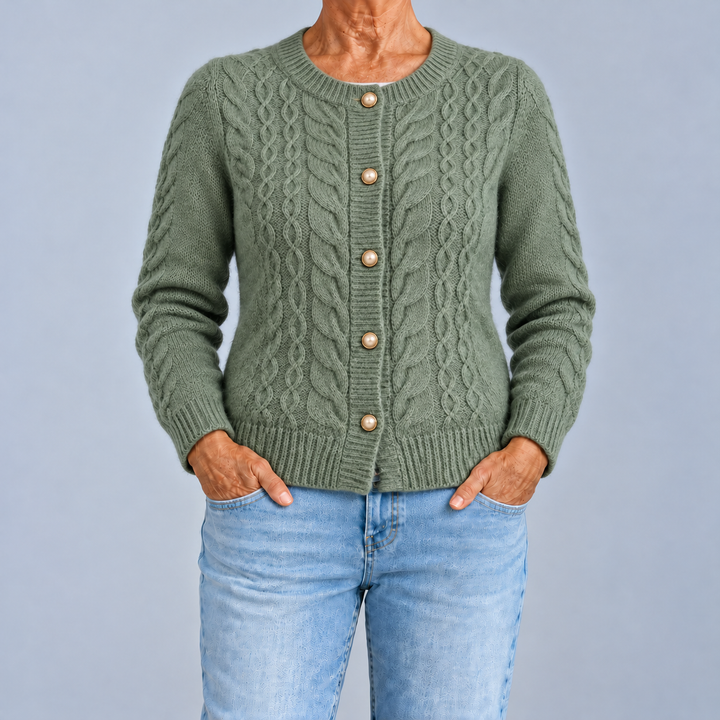 Fiorenza | Cardigan torsadé à boutons effet perle
