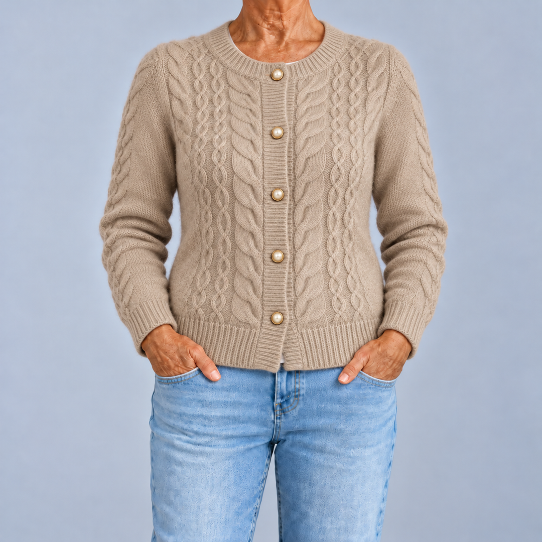 Fiorenza | Cardigan torsadé à boutons effet perle