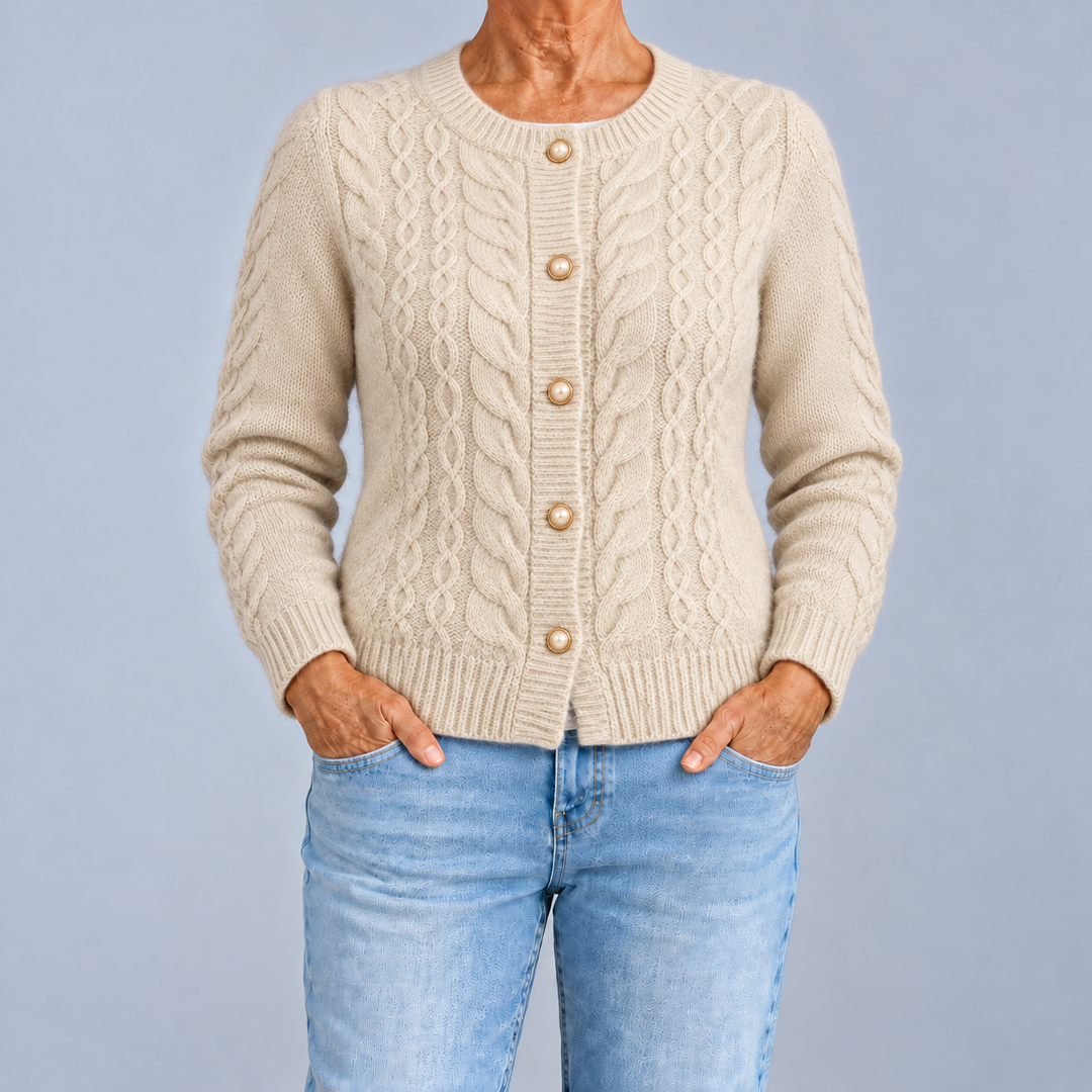 Fiorenza | Cardigan torsadé à boutons effet perle