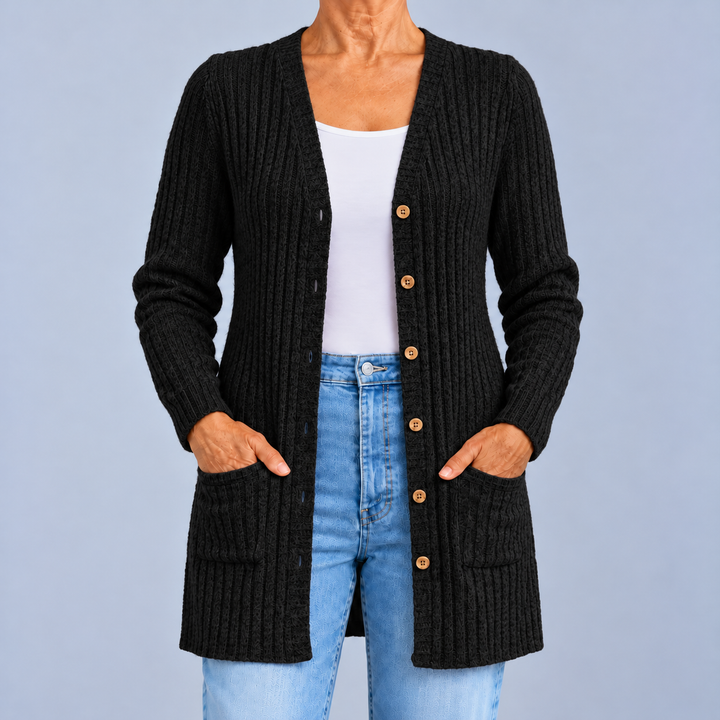 Paola | Cardigan côtelé à col V