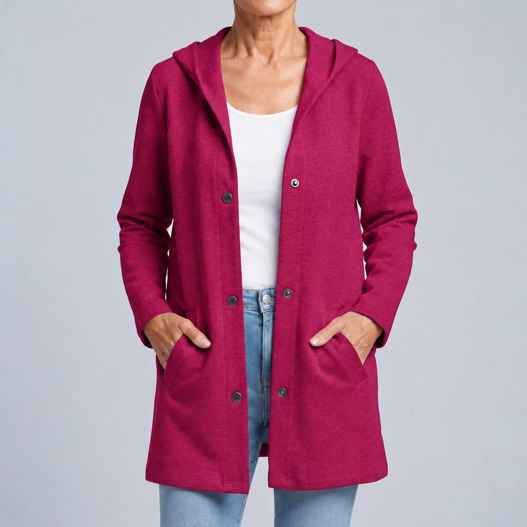 Costanza | Cardigan long à capuche et boutons