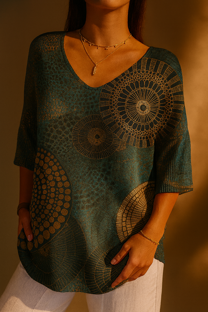 Pull en tricot abstrait géométrique totem vintage pour femmes
