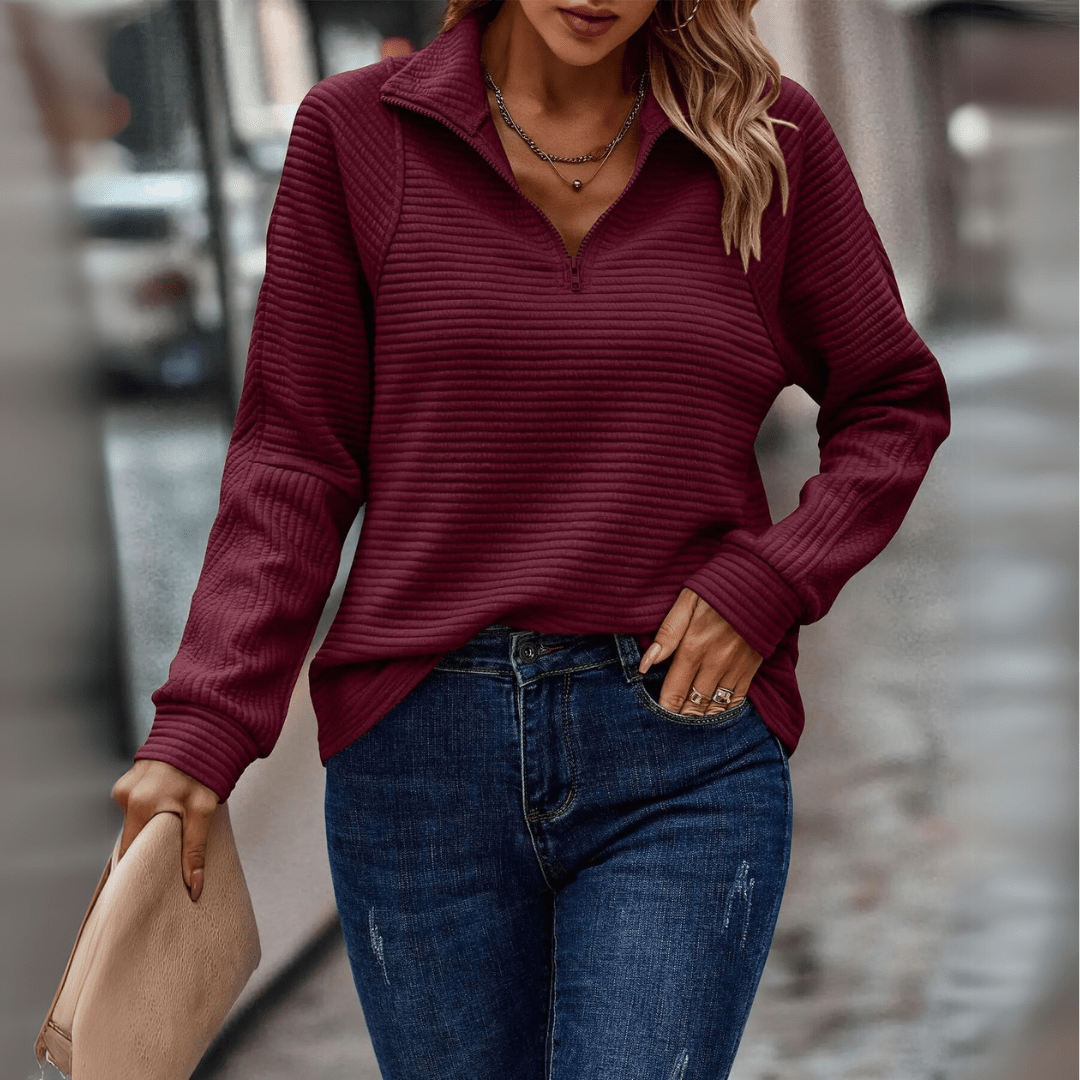 Jenica | Pull Chic à Demi-Zip