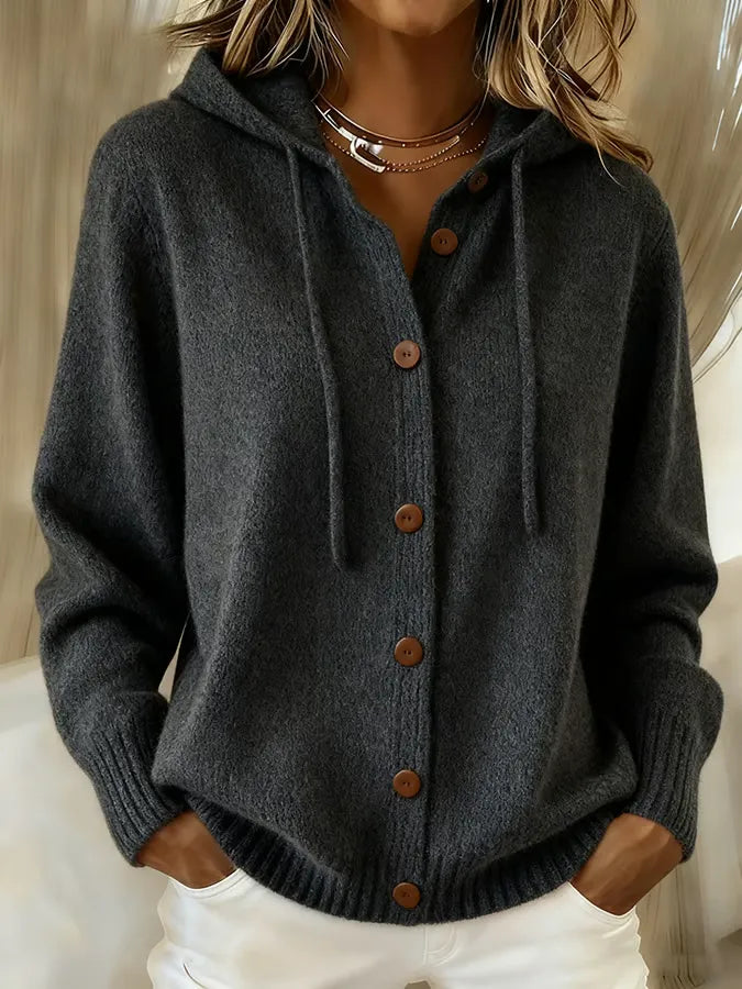 Bettina | Cardigan à capuche boutonné