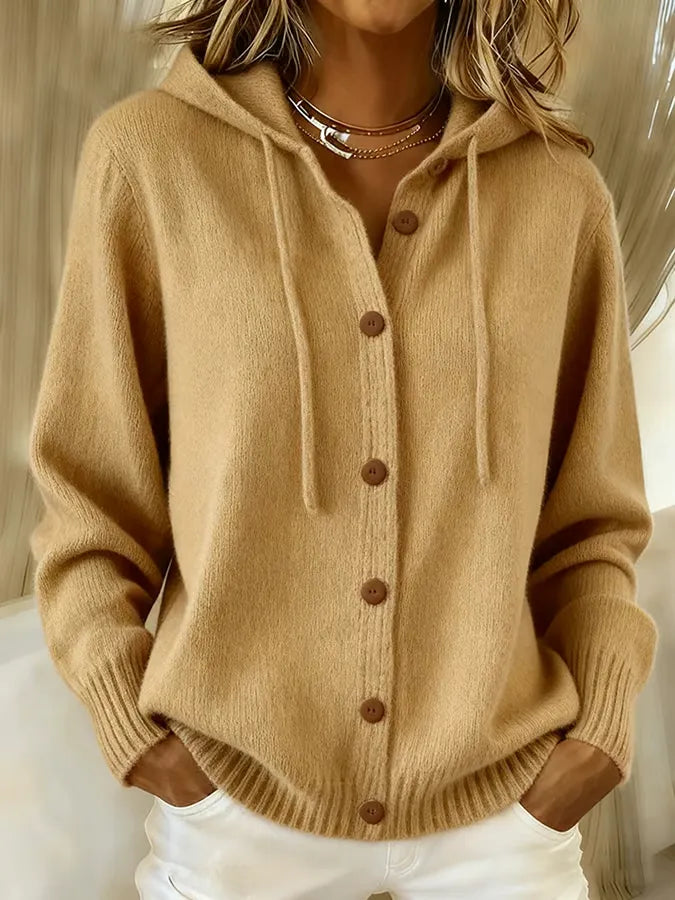Bettina | Cardigan à capuche boutonné