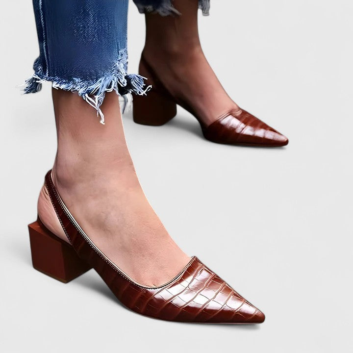 Nóra | Escarpins slingback effet croco