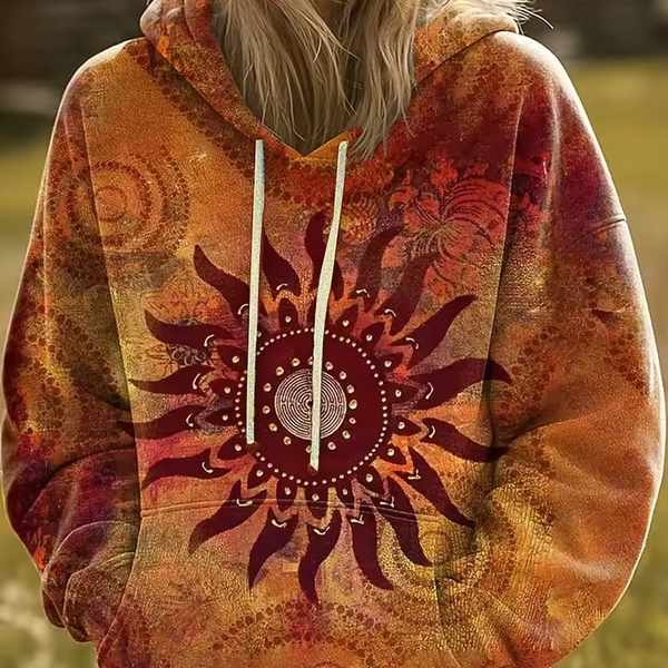 Adriana™ | Sweat à capuche bohème multicolore en patchwork