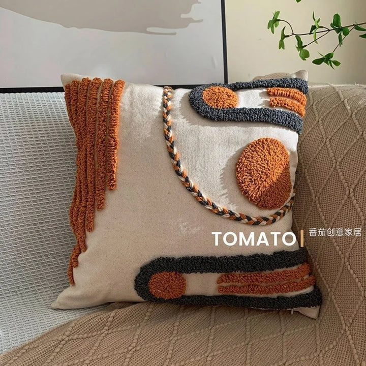 Coussin Bohème Housse de Coussin Géométrie Brodé Pompon Broderie Long Housse de Coussin Salon Canapé Décor Maison Personnalisé