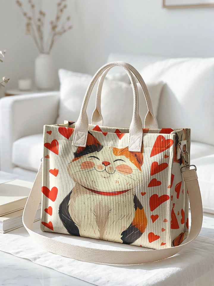 Félix le Chat Chanceux | Sac cabas en velours côtelé