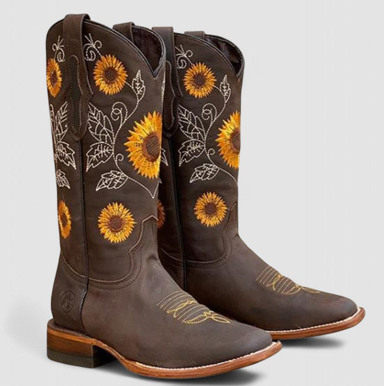 Daisy | Bottes western à tournesols brodés