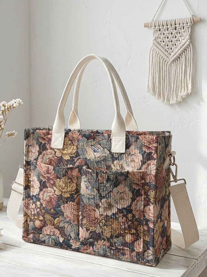 Jardin Vintage | Sac cabas en velours côtelé