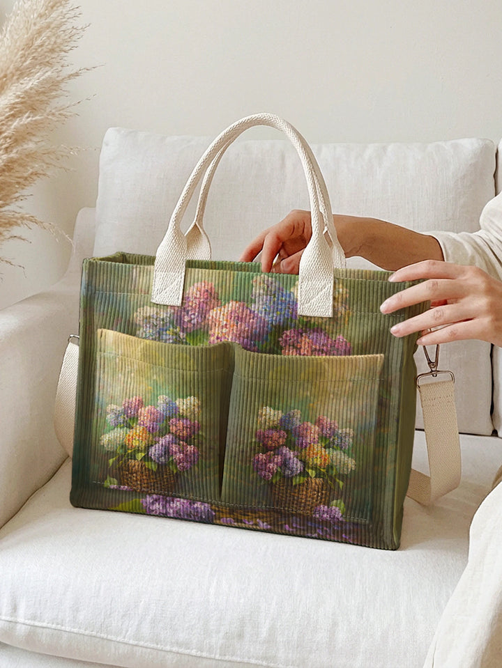 Sac cabas en velours côtelé Hortensia, présentation du modèle