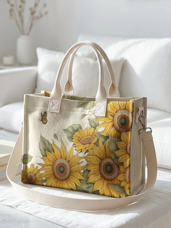 Papillon Tournesol | Sac cabas en velours côtelé
