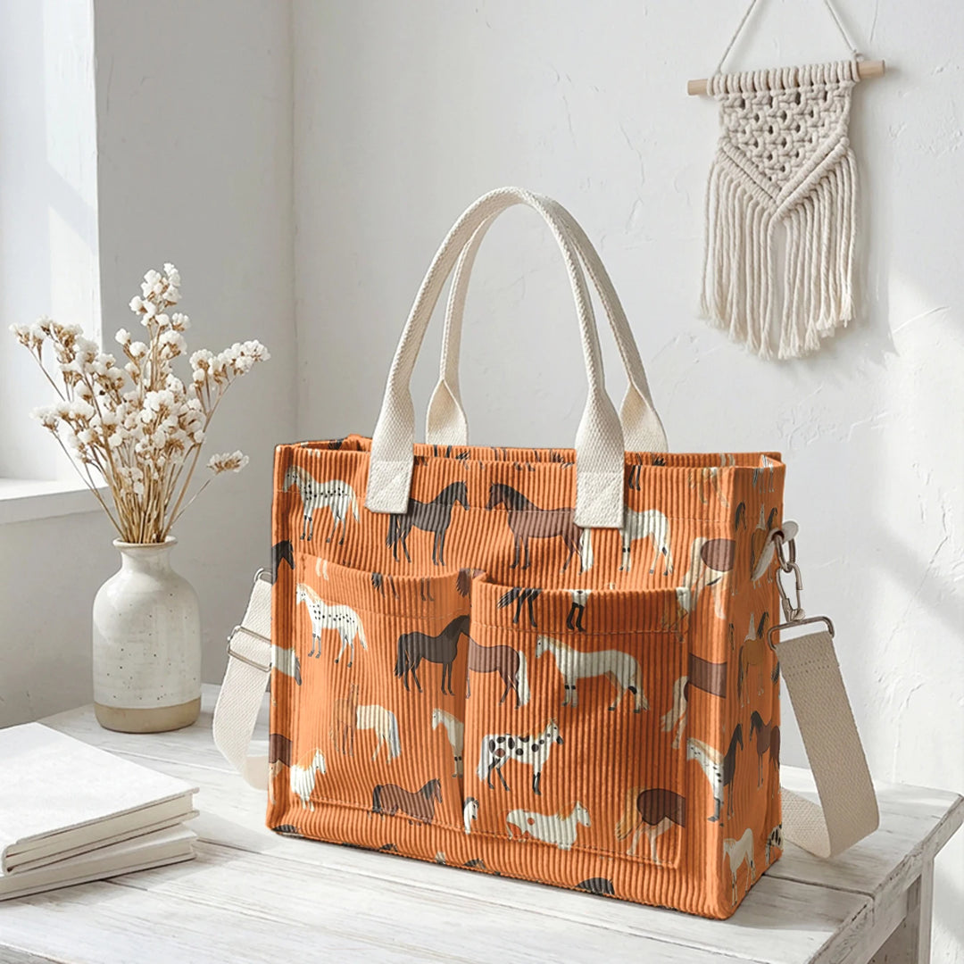 Étoile le Cheval | Sac cabas en velours côtelé