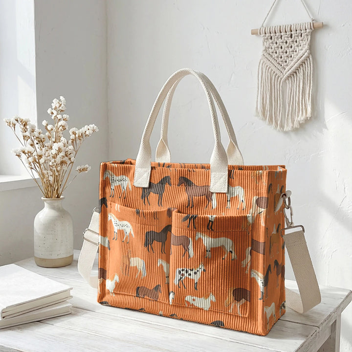 Étoile le Cheval | Sac cabas en velours côtelé