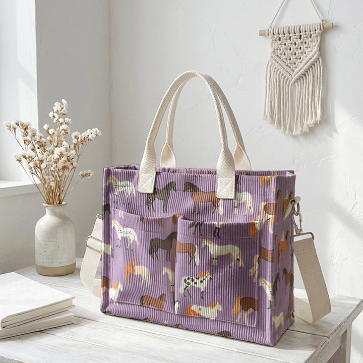 Étoile le Cheval | Sac cabas en velours côtelé