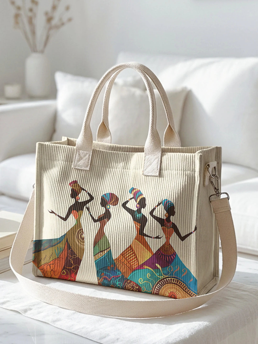 Femmes d’Art | Sac cabas en velours côtelé