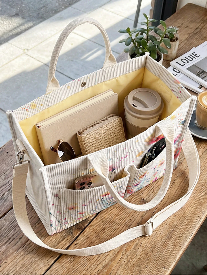 Fleurs Sauvages | Sac cabas en velours côtelé