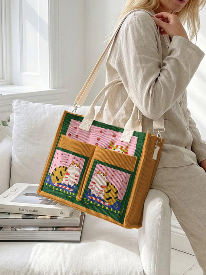 Minou Bohème | Sac cabas en velours côtelé