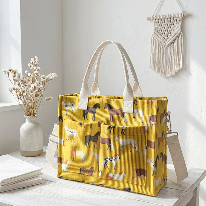 Étoile le Cheval | Sac cabas en velours côtelé