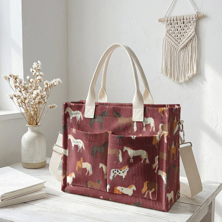 Étoile le Cheval | Sac cabas en velours côtelé