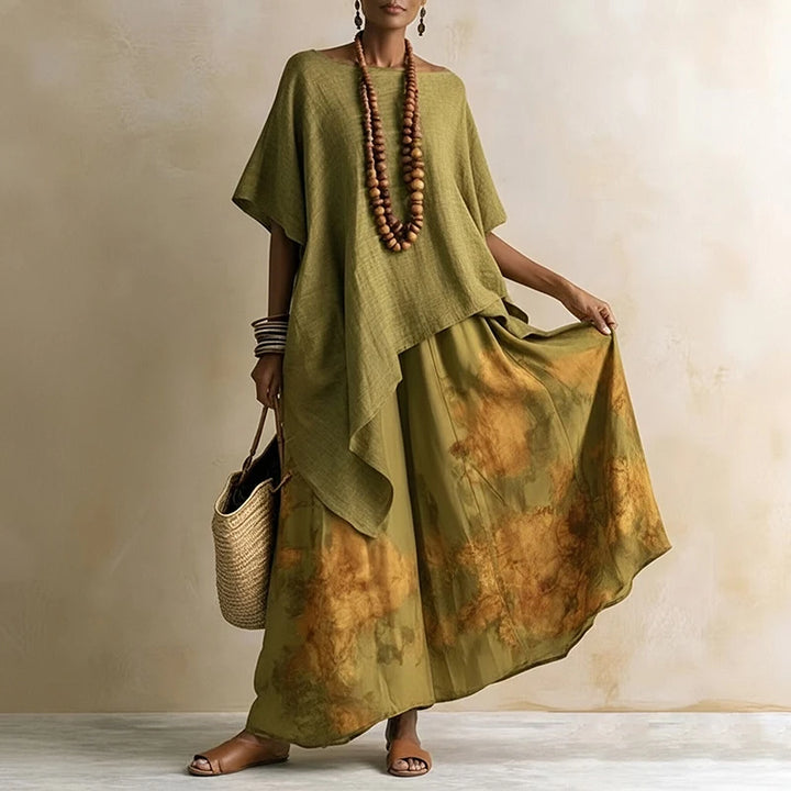 Aranxa | Ensemble à deux pièces Décolleté en O et pantalon jambes