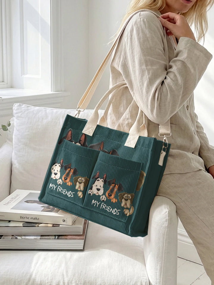 Toutou Bleu | Sac cabas en velours côtelé