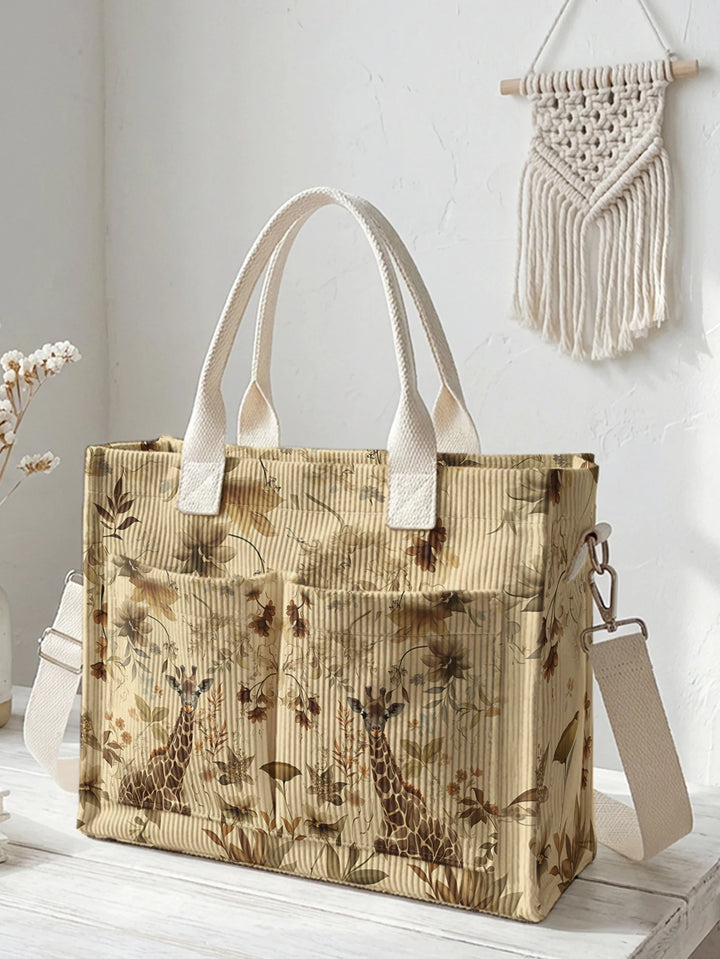 Sac cabas en velours côtelé Gigi la Girafe, présentation du modèle