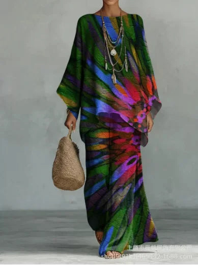 Violette | Ensemble à imprimé abstrait multicolore