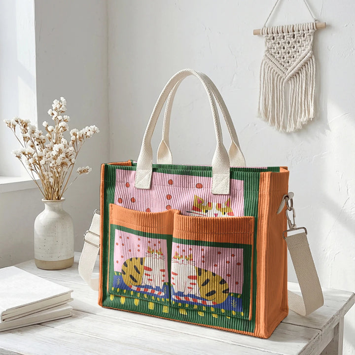 Minou Bohème | Sac cabas en velours côtelé