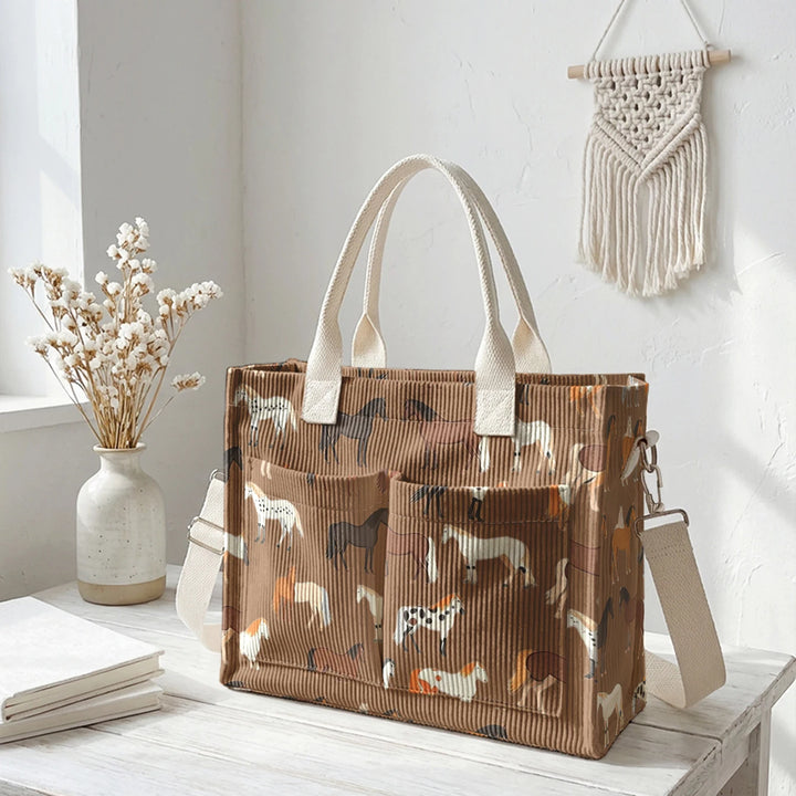 Étoile le Cheval | Sac cabas en velours côtelé