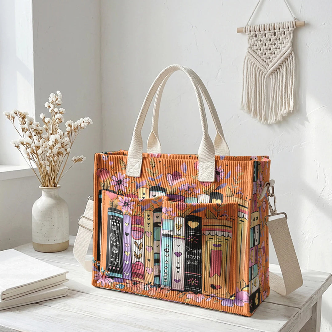 Livres & Fleurs | Sac cabas en velours côtelé