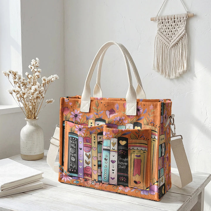 Livres & Fleurs | Sac cabas en velours côtelé