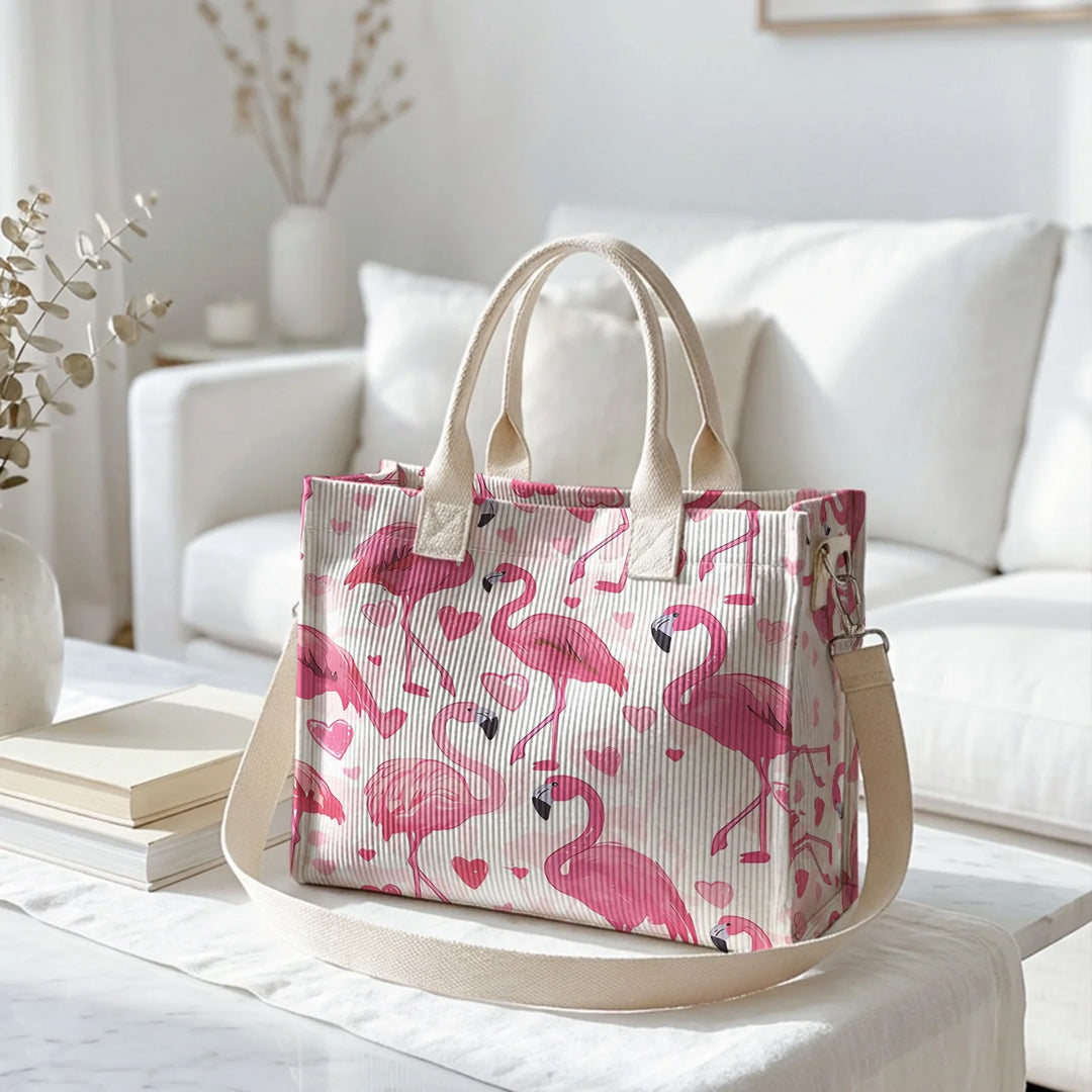 Flamant & Cœur | Sac cabas en velours côtelé
