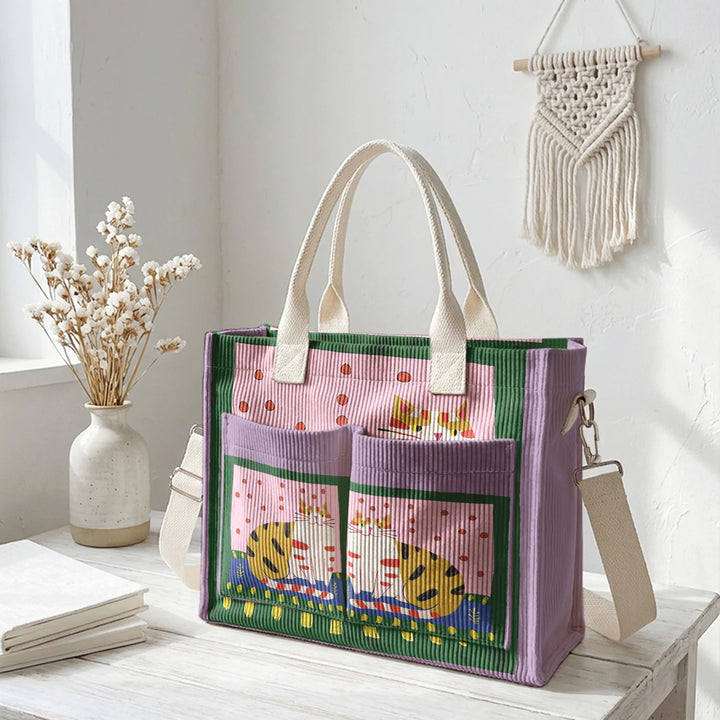 Minou Bohème | Sac cabas en velours côtelé