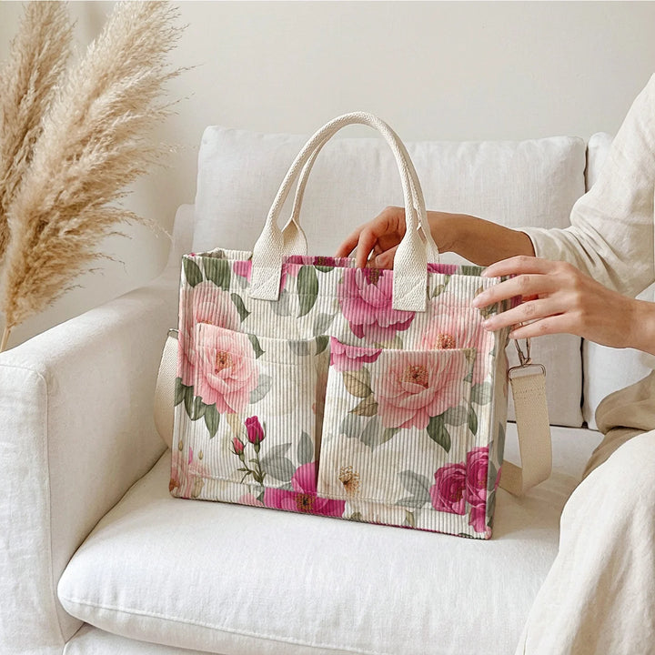 Pivoine | Sac cabas en velours côtelé