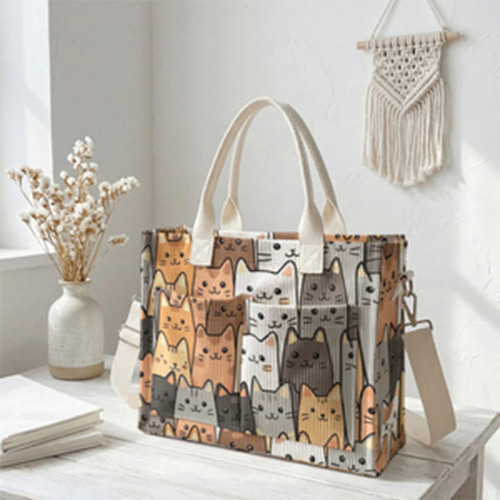 Bande de Chatons | Sac cabas en velours côtelé