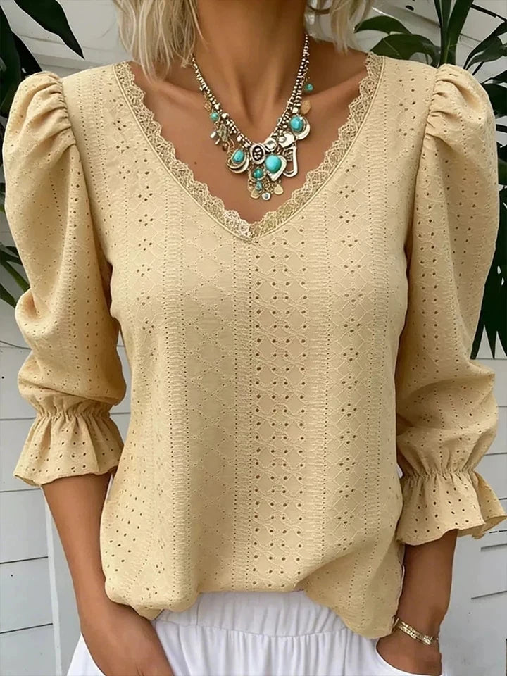 Debbie | Blouse vintage décontractée dentelle fluide