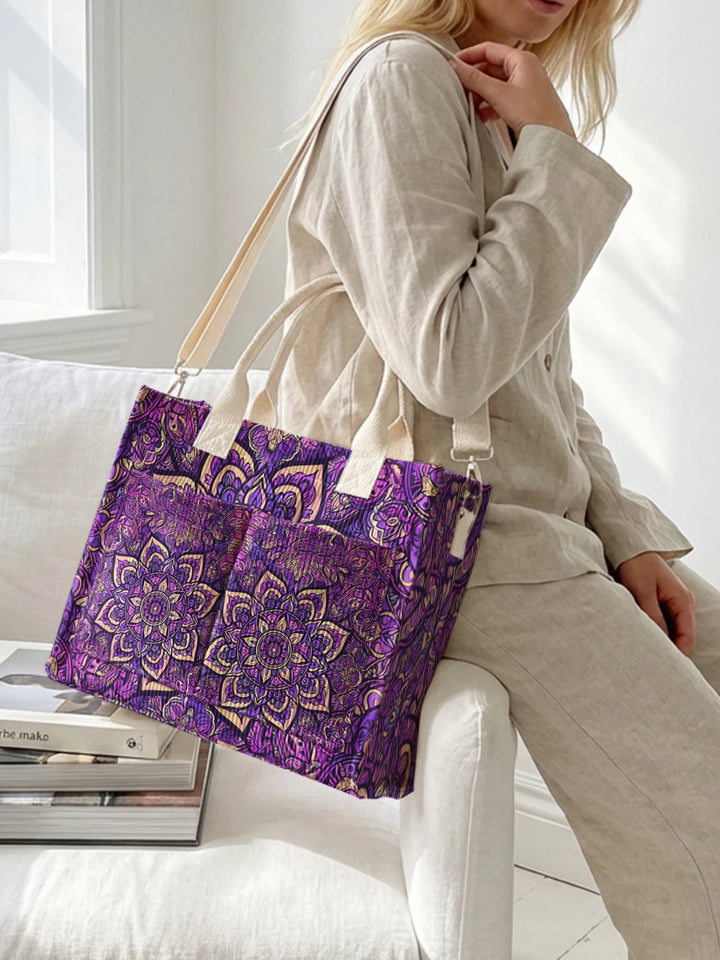 Mandala Violet | Sac cabas en velours côtelé