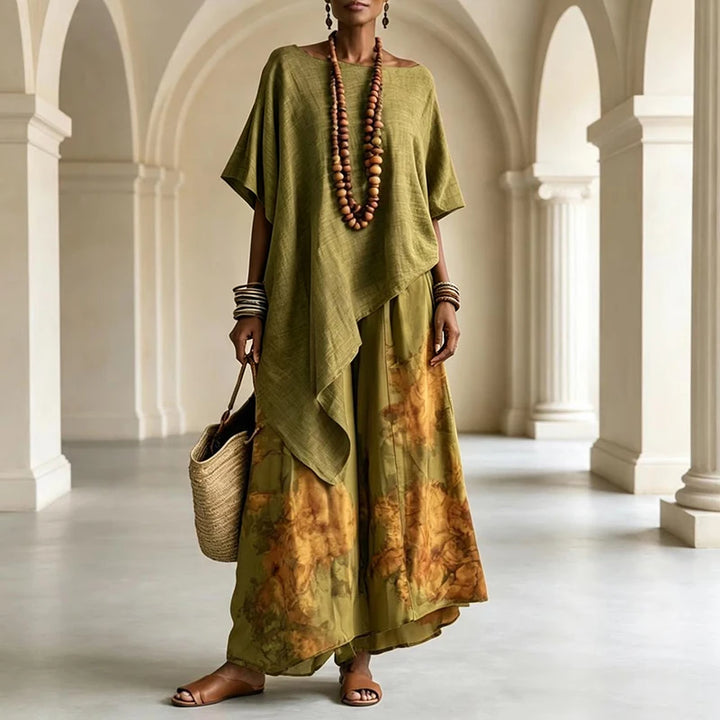Aranxa | Ensemble à deux pièces Décolleté en O et pantalon jambes