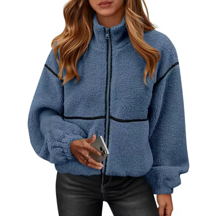 Teddy | Veste courte effet bouclette à col montant
