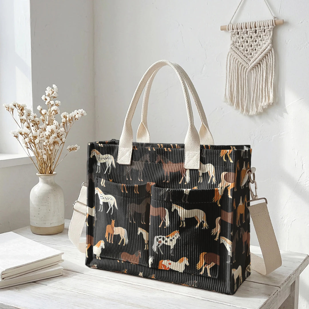 Étoile le Cheval | Sac cabas en velours côtelé