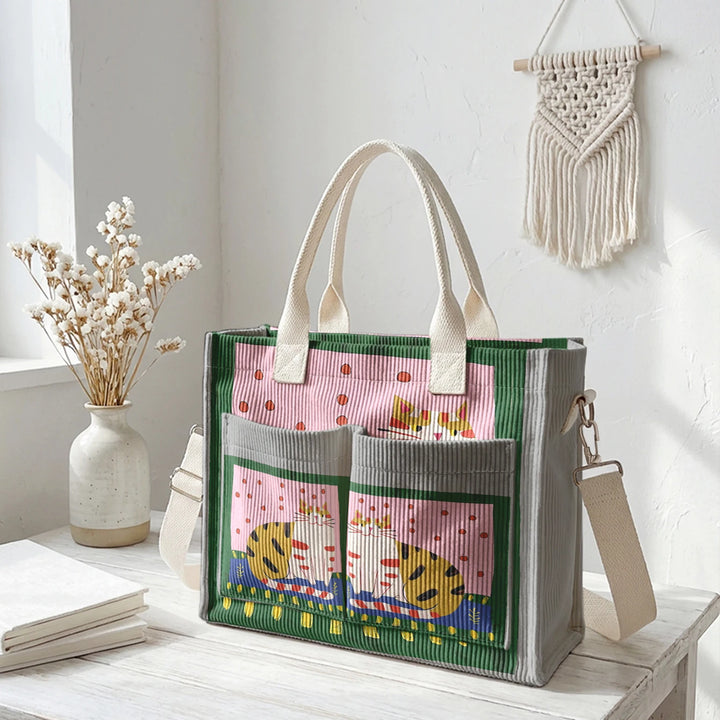Minou Bohème | Sac cabas en velours côtelé